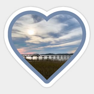 Blue Sunset Heart Sticker